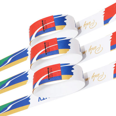 Pulseras de papel de colores duraderas para eventos blancas sintéticas rojas azules amarillas