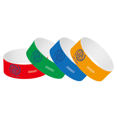 Papel impermeable para eventos pulseras de impresión a todo color Tyvek con código de barras