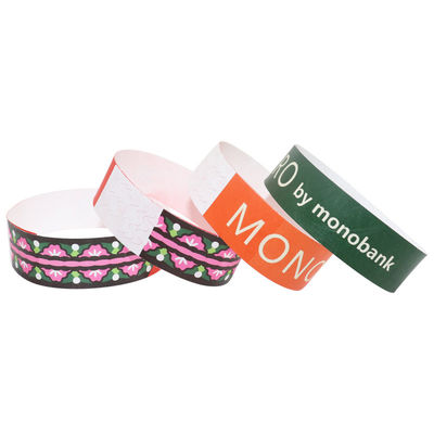 Las pulseras para eventos con material de papel Tyvek con logotipo de impresión resistente a las lágrimas