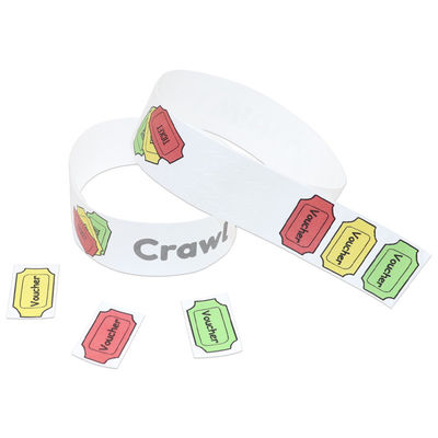 Código de barras Conjuntos de pulsera para eventos, pulseras de papel ajustables para eventos