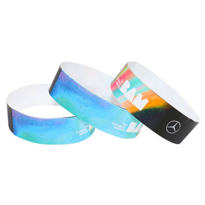 Papel resistente al calor para eventos pulseras impresas de color púrpura con material Tyvek