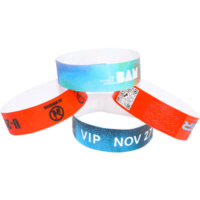 Las pulseras personalizadas Tyvek resistentes al agua, las pulseras de eventos de impresión ajustables