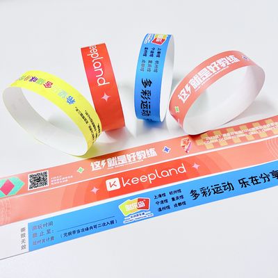 Tamaño ajustable pulseras de papel para eventos Impresibles en colores de neón