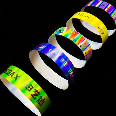 Venta caliente Puñetazo de Parque acuático Brillante pulsera de papel láser brillante Para eventos de adultos y niños con estilo pulsera