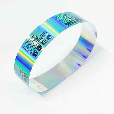 Fabrica de venta al por mayor Laser Glitter Flash Muñeca de la correa de estilo personalizado Logotipo de código de barras Muñeca de papel para eventos