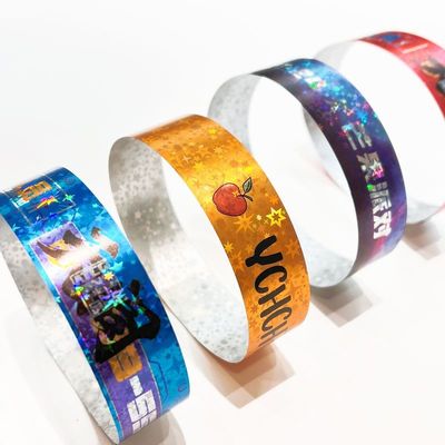 Evento Brillante Brillo Pulsera promocional impermeable Laser Estrella Pulsera de papel Eventos de Adulto Niño Pulsera de admisión
