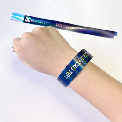 Pulsera de evento personalizada Para niños adultos Brazalete brillante Rainbow Laser Glitter Actividad de fiesta Pulsera de evento