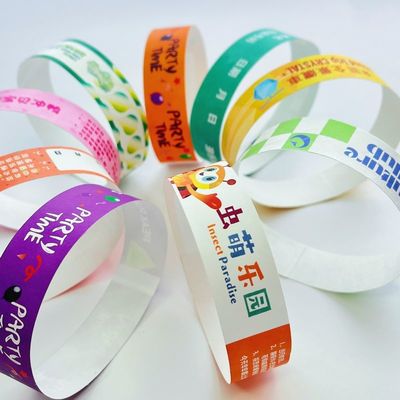 Pulseras ajustables de eventos Tyvek baratas Escanear el código de barras Eventos Variedad de colores Pulsera de eventos de papel