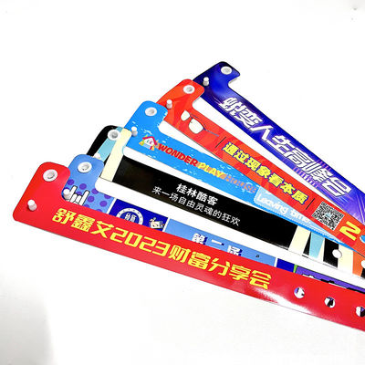 Logotipo personalizado Vinyl PVC pulseras Promoción artículos de regalo L forma de una capa PVC impermeable colorido de papel pulseras