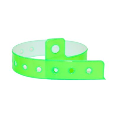 Fabricante Pulsera desechable personalizada de color fluorescente neón impermeable plástico vinilo PVC pulsera de regalo para eventos de fiesta