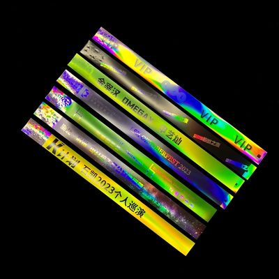 Factory Custom Laser Glitter Wristband Event Concierto Festival Neon Rainbow Laser Brillante Laser Pulsera de papel promocional