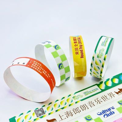 Factory Custom Tyvek Dupont Pulsera de papel Actividad Código de barras Eventos de papel Eventos de admisión Pulsera Pulseras