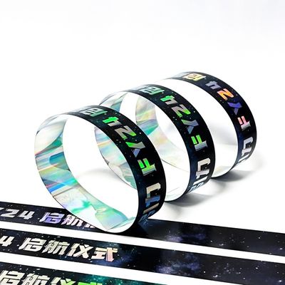 Fabrica de venta al por mayor de pulseras de papel Eventos Concierto personalizado Arco iris de neón Brillante láser regalo promocional pulsera de papel
