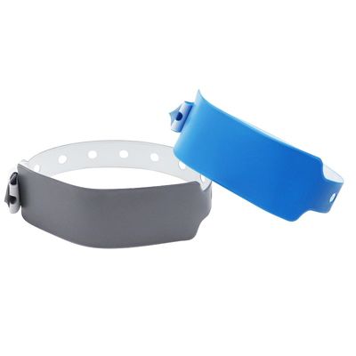 Pulsera de PVC fluorescente de neón desechable personalizada con pestañas e impresión de transferencia de calor