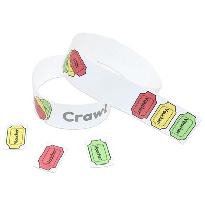 Las pulseras estancas para eventos Tyvek Resistente al sudor Escaneador El brazalete de eventos de papel de código de barras
