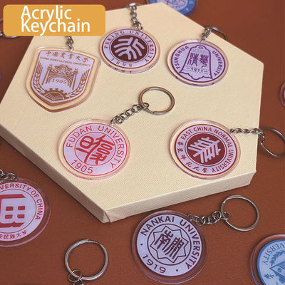 Regalo de la fiesta de la escuela personalizado Con llavero acrílico con anillo de metal Regalo de la escuela Emblema símbolo llavero acrílico