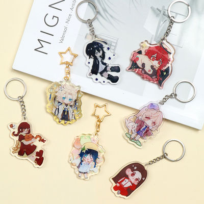 Cerrojo de llaves acrílico transparente con anillo de metal Animación duradera Personaje de dibujos animados Impreso Regalo ideal Cerrojo de llaves acrílico