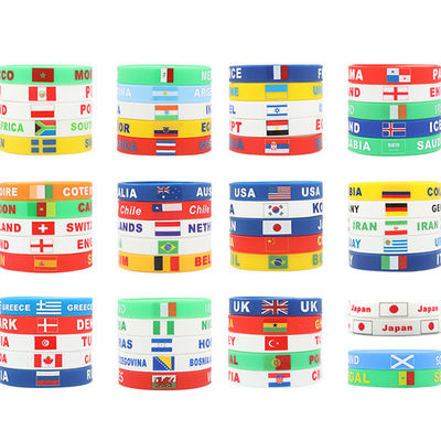 Diario Nacional Personalizado Brazalete de Silicona Futbol Copa del Mundo Bandera Nacional El caucho Reino Unido EE.UU. Bandera del país Brazalete