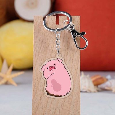 Personaje de dibujos animados Caídas de la gravedad Cerradura de acrílico transparente impresa con anillo de metal para regalo duradero