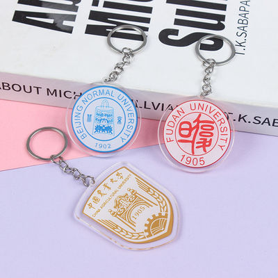 Cadenas de llaves acrílicas de recuerdo personalizadas para la impresión del día de la fiesta escolar Impresión de serigrafía