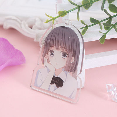 Cadenas de llaves acrílicas personalizadas de personajes de dibujos animados con anillo de metal Impreso en pantalla de seda