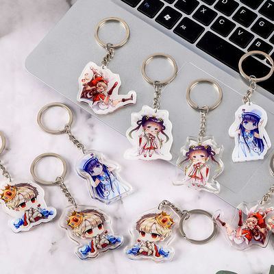 Claves de acrílico personalizadas duraderas Personaje de dibujos animados Impreso claramente con anillo de metal