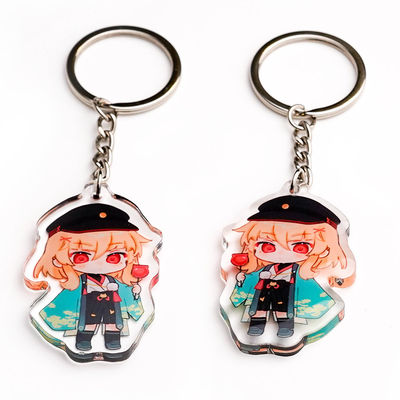 Fabricante Patrón de llavero de acrílico impreso Caricatur Personaje de dibujos animados Tierno Anillo de metal duradero Encanto llavero de acrílico