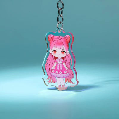Fabricante Encabezado de acrílico impreso con patrón personalizado Caricatur Cute Cartoon Character Bag Charm Keychain Acrílico