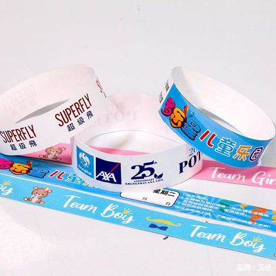 Polsera de eventos de Tyvek personalizada con código de barras numerada impermeable piscina Identificación del evento de admisión Pulseras de papel