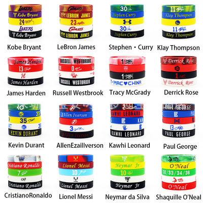 Pulseras de silicona impresas a medida Juegos de baloncesto Estrella de fútbol Promoción multicolor Souvenir Pulseras de silicona