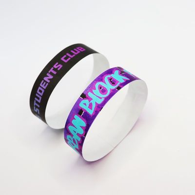 Logotipo personalizado Tyvek pulseras de papel impermeable pulsera de impresión a todo color con cierre rápido