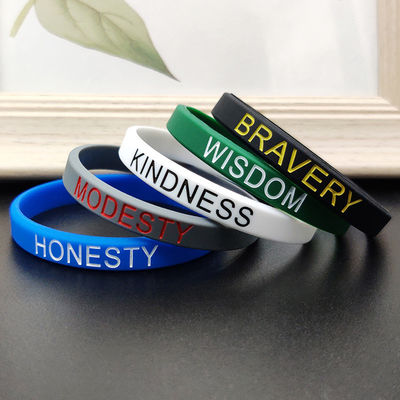 Slogan del fabricante Palabra de guardia Pulseras impresas para adultos Eventos de negocios Recuerdo Regalo Pulseras de silicona personalizadas