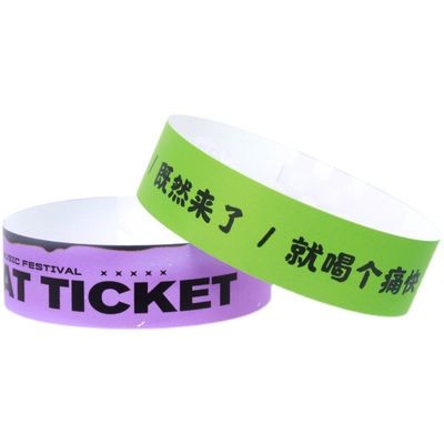 Pulseras de papel VIP personalizadas ajustables con numeración secuencial Pulseras de papel Tyvek resistentes al agua para eventos de festival
