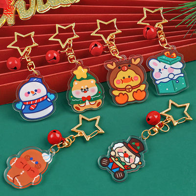 Muñeco de nieve de Navidad Impreso Acrílico Clavier Anillo de llave para la decoración festiva