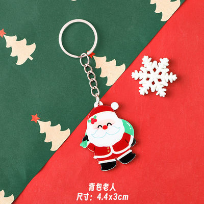 Festival de Navidad llavero acrílico con anillo de metal y encantamientos de muñeco de nieve