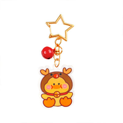 Fiesta de Navidad Cerradura de llaves acrílica a medida Anillo de llave transparente Cariñoso dibujo animado Fiesta de Navidad Chaleco de llaves con encantamientos de muñeco de nieve