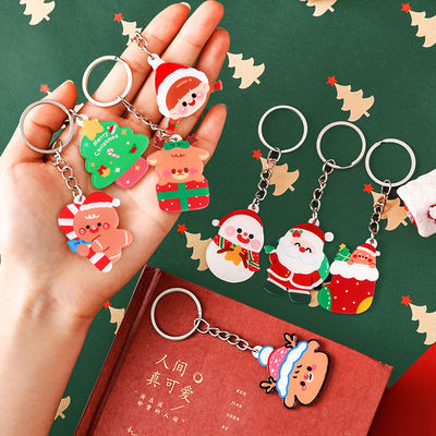 Anillo de llave de hombre de nieve de Navidad con accesorio transparente de acrílico y metal