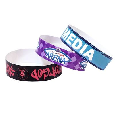 Tamaño ajustable Tyvek pulseras de papel resistente al agua y al calor para la gestión de eventos