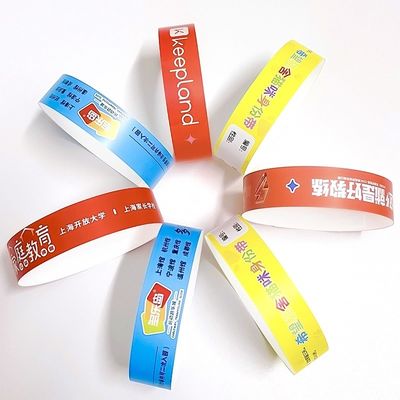 Pulseras Tyvek a todo color resistentes al agua con numeración secuencial/código de barras