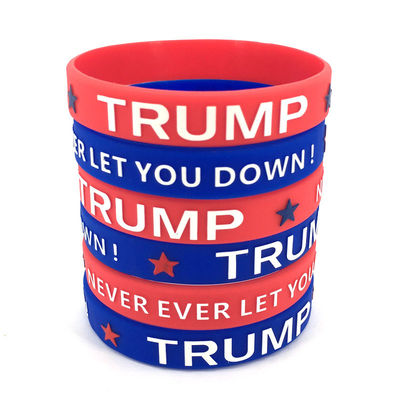Eventos publicitarios Pulsera personalizada Trump Brazaletes de silicona con impresión de transferencia de calor