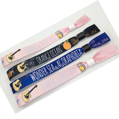 Pulseras de tela tejida ajustable desechable OEM aceptado de un lado o doble lado Impreso ideal para la promoción de eventos