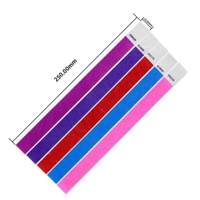 Impresión a todo color Muñecas de papel Tyvek ajustables para mejorar la seguridad del evento Numeración secuencial Código de barras incluido