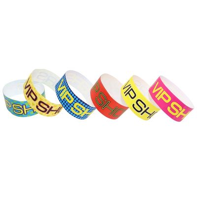 Pulseras de papel Tyvek de varios colores con oportunidades de impresión de logotipos personalizados
