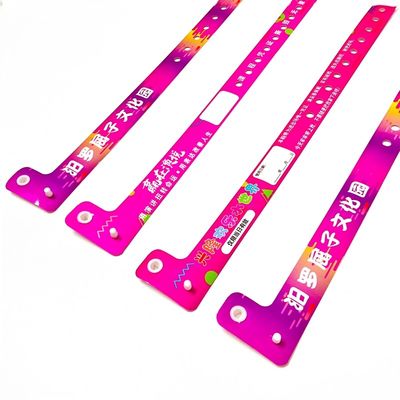 Pulseras desechables de PVC de vinilo para la identificación y entretenimiento de boletos de parque en forma de L