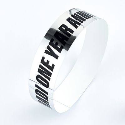Pulseras holográficas de plata y oro unisex Servicio personalizado con logotipo de color y brillo