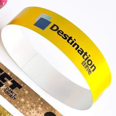 Seguridad Pulseras holográficas desechables con texto y logotipos impresos a medida